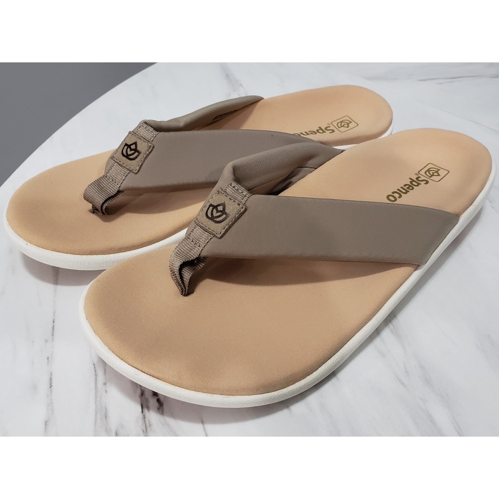 NEW SZ 12 Spenco Victoria Walking Flip-Flop Comfort Thong WACO light taupe